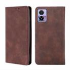 For Motorola Edge 30 Neo Skin Feel Magnetic Horizontal Flip Leather Phone Case(Dark Brown) - 1