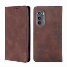 For Motorola Edge 2022 Skin Feel Magnetic Horizontal Flip Leather Phone Case(Dark Brown) - 1