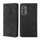 For Motorola Edge 2022 Skin Feel Magnetic Horizontal Flip Leather Phone Case(Black) - 1