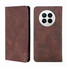 For Huawei Mate 50 Skin Feel Magnetic Horizontal Flip Leather Phone Case(Dark Brown) - 1