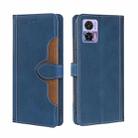 For Motorola Edge 30 Neo Skin Feel Magnetic Buckle Leather Phone Case(Blue) - 1