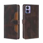 For Motorola Edge 30 Neo Skin Feel Magnetic Buckle Leather Phone Case(Brown) - 1