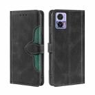 For Motorola Edge 30 Neo Skin Feel Magnetic Buckle Leather Phone Case(Black) - 1