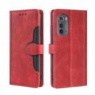 For Motorola Edge 2022 Skin Feel Magnetic Buckle Leather Phone Case(Red) - 1