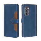 For Motorola Edge 2022 Skin Feel Magnetic Buckle Leather Phone Case(Blue) - 1