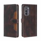 For Motorola Edge 2022 Skin Feel Magnetic Buckle Leather Phone Case(Brown) - 1