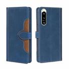 For Sony Xperia 5 IV Skin Feel Magnetic Buckle Leather Phone Case(Blue) - 1