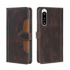 For Sony Xperia 5 IV Skin Feel Magnetic Buckle Leather Phone Case(Brown) - 1