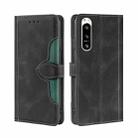 For Sony Xperia 5 IV Skin Feel Magnetic Buckle Leather Phone Case(Black) - 1