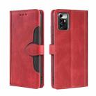 For ZTE Blade A72 5G Skin Feel Magnetic Buckle Leather Phone Case(Red) - 1