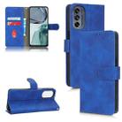 For Motorola Moto G62 Skin Feel Magnetic Flip Leather Phone Case(Blue) - 1