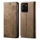 For vivo V25 Denim Texture Leather Phone Case(Khaki) - 1