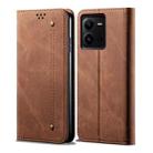For vivo V25 Denim Texture Leather Phone Case(Brown) - 1