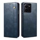 For vivo V25 Oil Wax Crazy Horse Texture Leather Phone Case(Blue) - 1