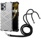 For Realme i9 5G Lanyard Honeycomb Phone Case(White) - 1