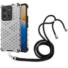 For vivo V25 5G Lanyard Honeycomb Phone Case(White) - 1