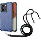 For vivo Y35 4G / Y22S 4G Global Lanyard Honeycomb Phone Case(Blue) - 1
