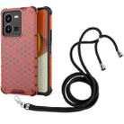 For vivo Y35 4G / Y22S 4G Global Lanyard Honeycomb Phone Case(Red) - 1