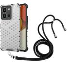 For vivo Y35 4G / Y22S 4G Global Lanyard Honeycomb Phone Case(White) - 1