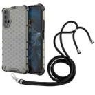 For Honor 20 Lanyard Honeycomb Phone Case(Black) - 1