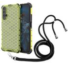 For Honor 20 Lanyard Honeycomb Phone Case(Green) - 1