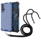 For Honor 20 Lanyard Honeycomb Phone Case(Blue) - 1