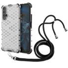 For Honor 20 Lanyard Honeycomb Phone Case(White) - 1