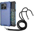 For OnePlus 10T Lanyard Honeycomb Phone Case(Blue) - 1