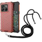 For OnePlus 10T Lanyard Honeycomb Phone Case(Red) - 1