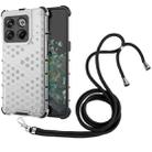 For OnePlus 10T Lanyard Honeycomb Phone Case(White) - 1