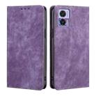 For Motorola Edge 30 Neo RFID Anti-theft Brush Magnetic Leather Phone Case(Purple) - 1