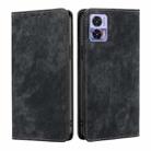 For Motorola Edge 30 Neo RFID Anti-theft Brush Magnetic Leather Phone Case(Black) - 1