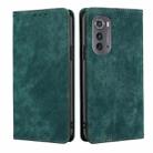 For Motorola Edge 2022 RFID Anti-theft Brush Magnetic Leather Phone Case(Green) - 1