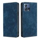 For Motorola Edge S30 Pro 5G/Edge 30 Fusion RFID Anti-theft Brush Magnetic Leather Phone Case(Blue) - 1