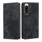 For Sony Xperia 5 IV RFID Anti-theft Brush Magnetic Leather Phone Case(Black) - 1