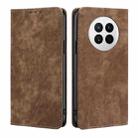 For Huawei Mate 50 RFID Anti-theft Brush Magnetic Leather Phone Case(Brown) - 1