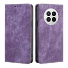 For Huawei Mate 50 RFID Anti-theft Brush Magnetic Leather Phone Case(Purple) - 1