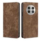 For Huawei Mate 50 Pro RFID Anti-theft Brush Magnetic Leather Phone Case(Brown) - 1