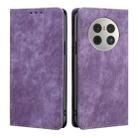 For Huawei Mate 50 Pro RFID Anti-theft Brush Magnetic Leather Phone Case(Purple) - 1