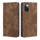 For ZTE Blade A72 5G RFID Anti-theft Brush Magnetic Leather Phone Case(Brown) - 1