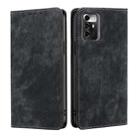 For ZTE Blade A72 5G RFID Anti-theft Brush Magnetic Leather Phone Case(Black) - 1