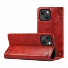 For iPhone 14 Baroque Simple Flip Leather Phone Case (Red) - 1