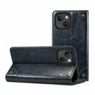 For iPhone 14 Plus Baroque Simple Flip Leather Phone Case (Blue) - 1