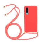 For Huawei P30 Wheat Straw Material + TPU Protective Case with Lanyard(Red) - 1