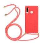 For Huawei P30 Lite Wheat Straw Material + TPU Protective Case with Lanyard(Red) - 1