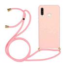 For Huawei P30 Lite Wheat Straw Material + TPU Protective Case with Lanyard(Pink) - 1
