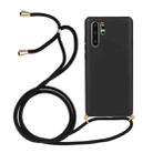 For Huawei P30 Pro Wheat Straw Material + TPU Protective Case with Lanyard(Black) - 1