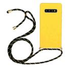 For Galaxy S10 Wheat Straw Material + TPU Protective Case with Lanyard(Yellow) - 1