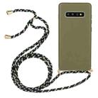 For Galaxy S10 Wheat Straw Material + TPU Protective Case with Lanyard(Army Green) - 1