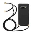 For Galaxy S10 Wheat Straw Material + TPU Protective Case with Lanyard(Black) - 1